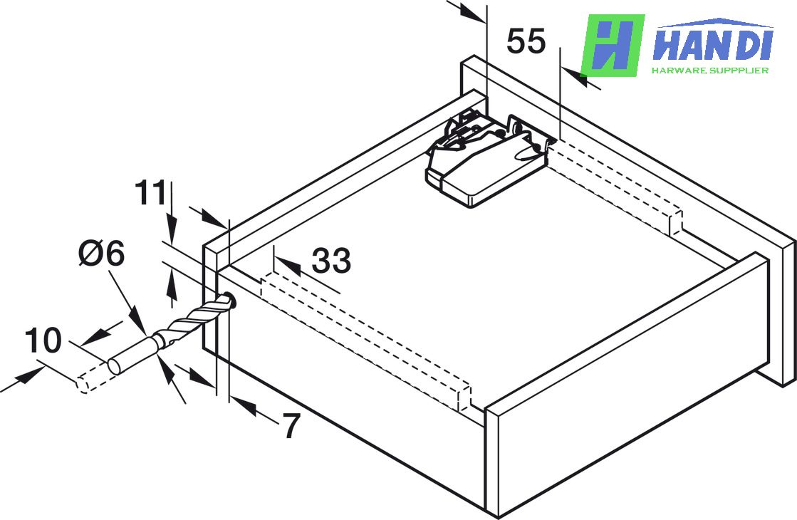 Ray âm Blum TANDEM tích hợp nhấn mở toàn phần 