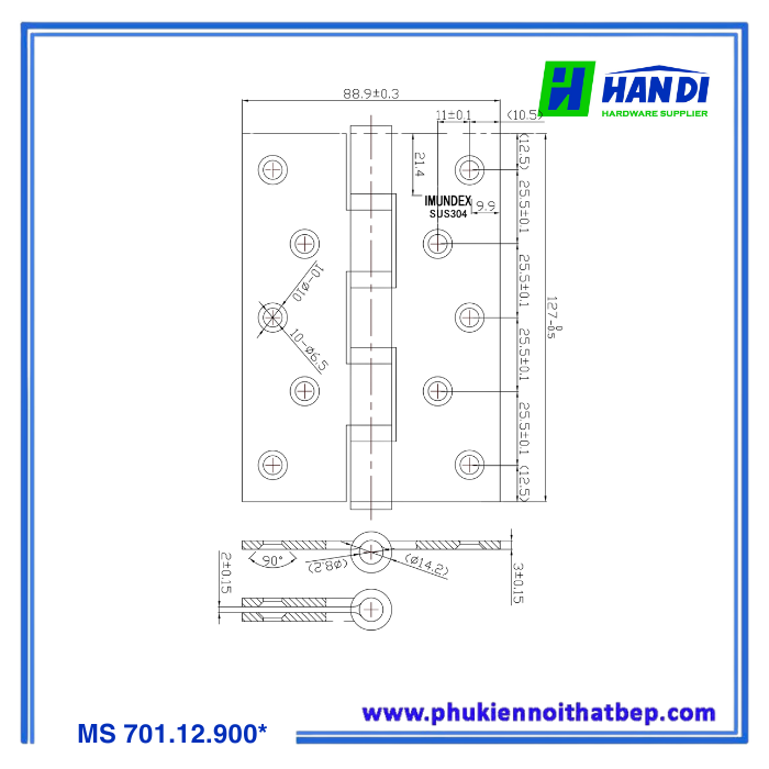 Bản lề bi IMUNDEX - 701.12.900*