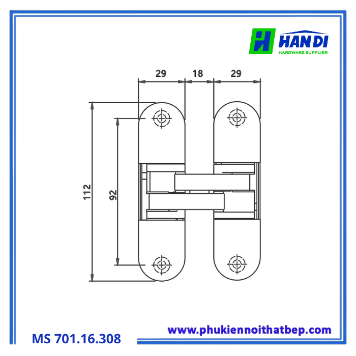 Bản lề Âm IMUNDEX- 701.16.308
