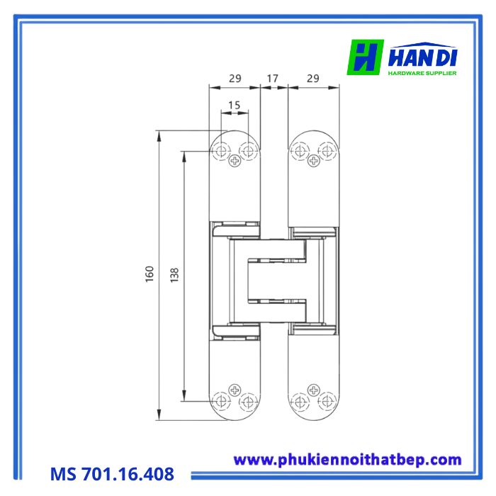 Bản lề Âm IMUNDEX 701.16.408
