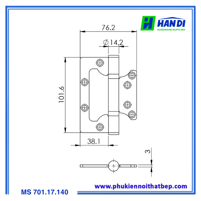 Bản lề Âm Dương IMUNDEX-701.17.140