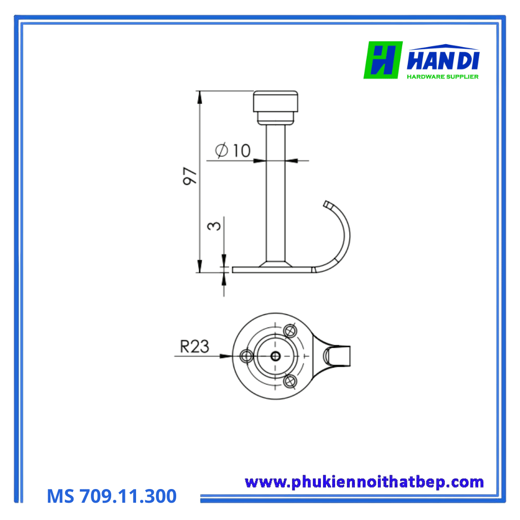 Chặn cửa gắn tường IMUNDEX, 709.11.300