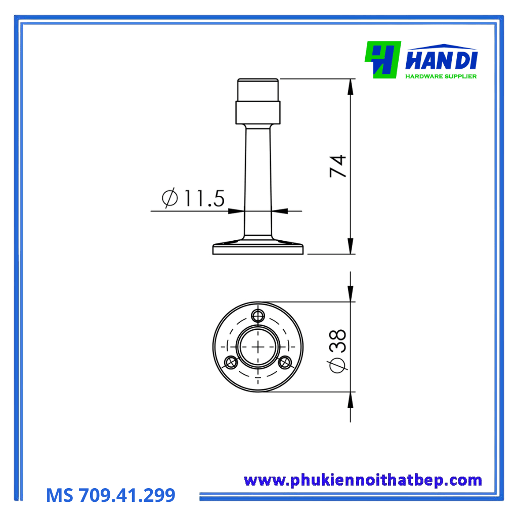 Chặn cửa gắn tường IMUNDEX 709.41.299, Hợp kim cao cấp