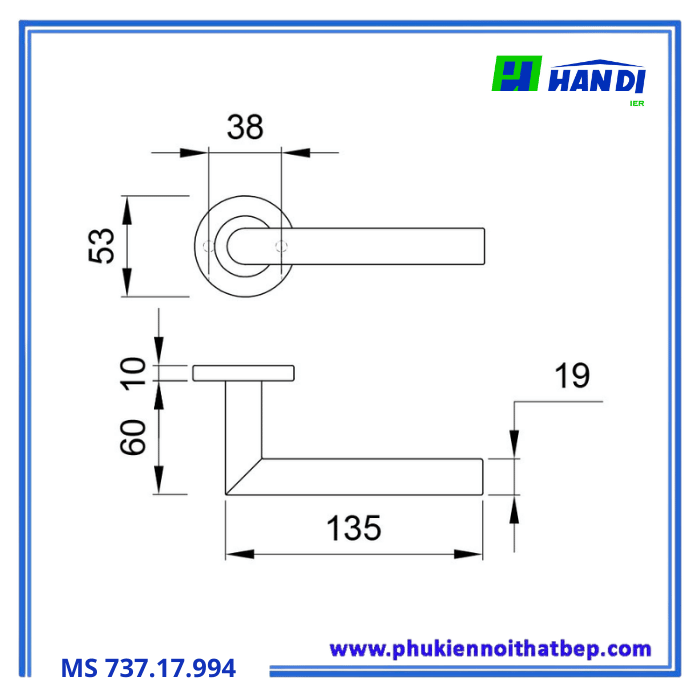 Tay nắm gạt đặc IMUNDEX 737.17.994