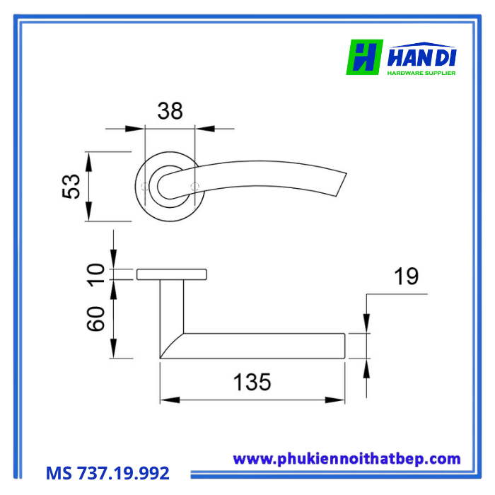 Tay nắm cửa gạt IMUNDEX 737.19.992