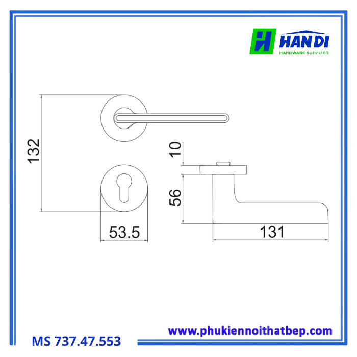 Tay nắm cửa gạt IMUNDEX 737.47.553