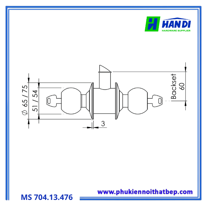 Tay nắm tròn IMUNDEX 704.13.476 