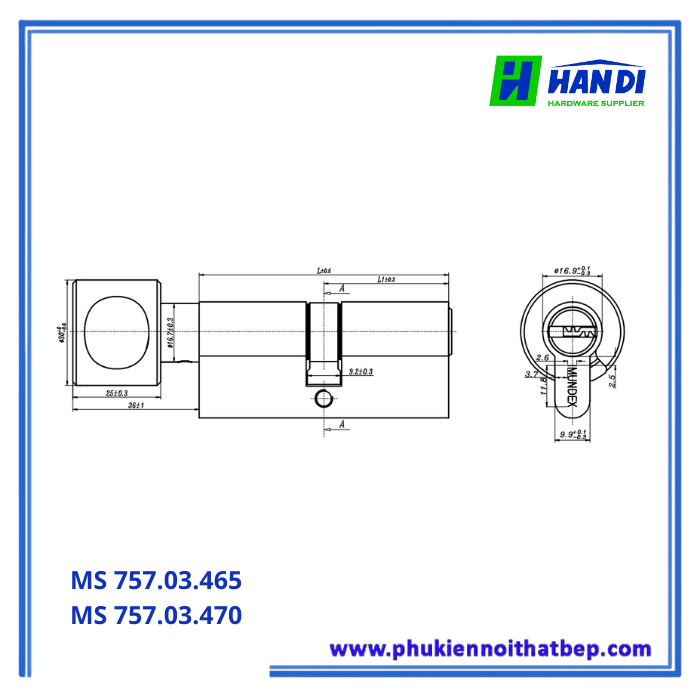 Ruột khóa IMUNDEX 757.03.465