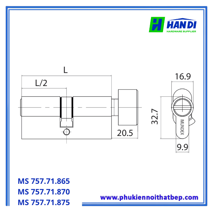 Ruột khóa IMUNDEX 757.71.865