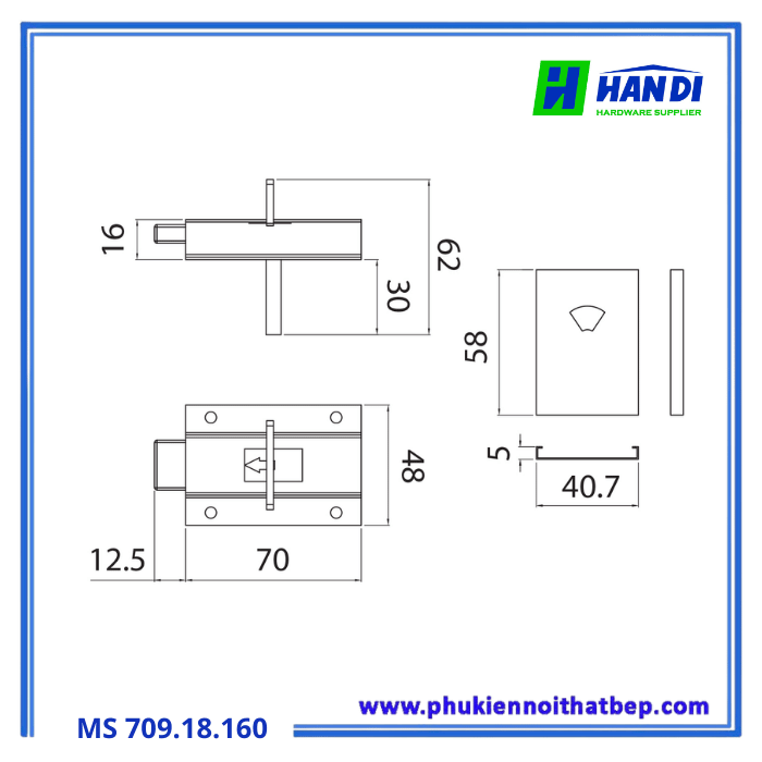 Chốt cửa vệ sinh 709.18.160