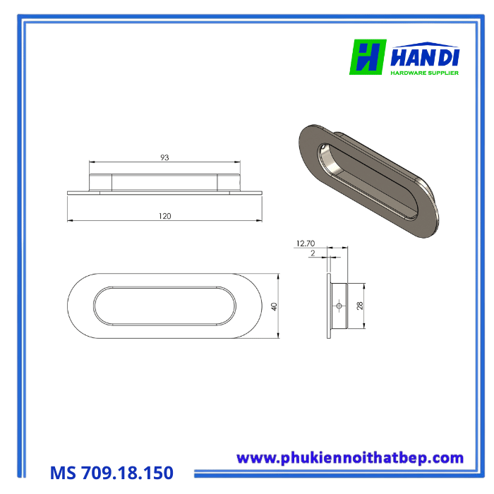 tay nắm âm cửa IMUNDEX 709.18.150
