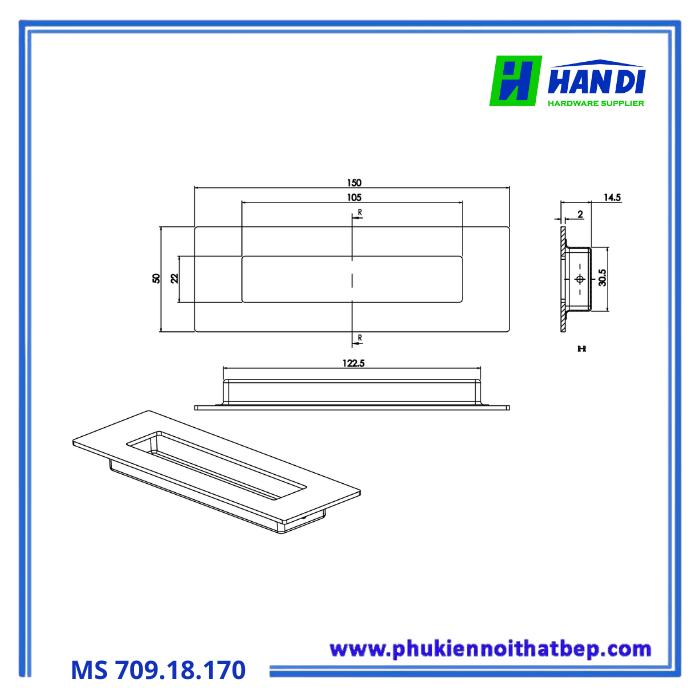 Tay nắm âm cửa IMUNDEX 709.18.170