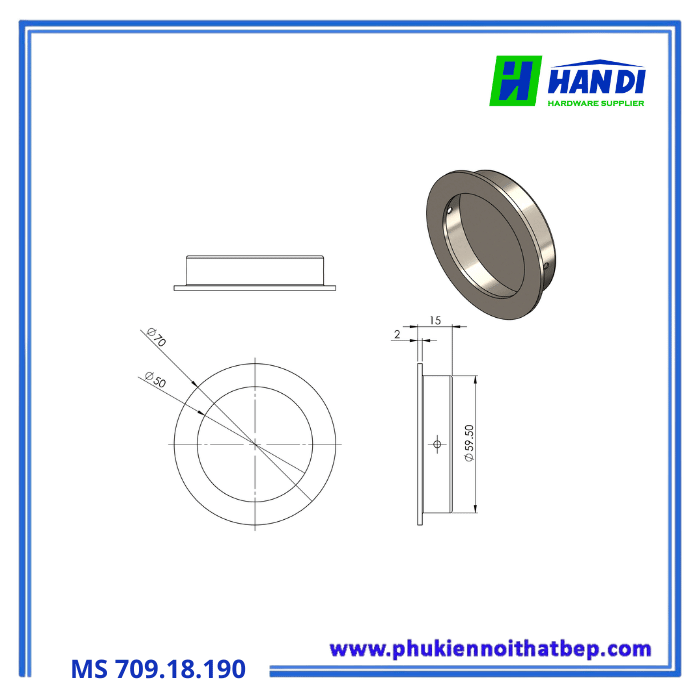 Tay nắm âm cửa trượt 709.18.190 