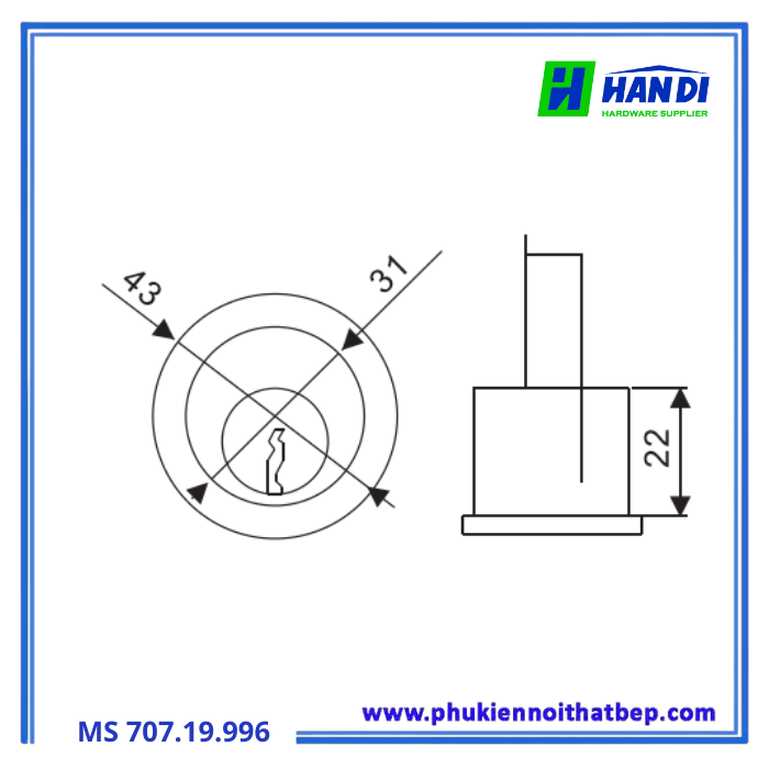 Ruột khóa cửa thoát hiểm IMUNDEX 707.19.996