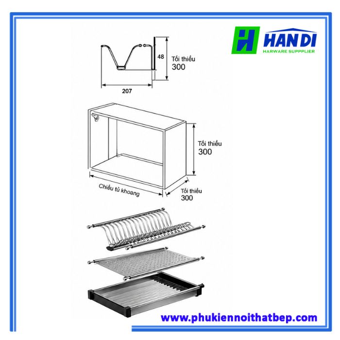 Giá bát đĩa cố định 2 tầng chữ V BV70, BV80, BV90