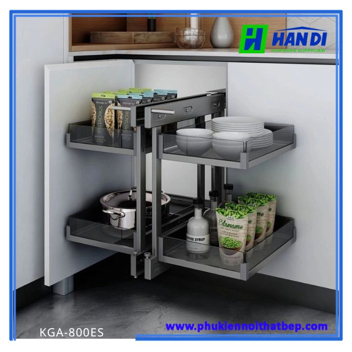 Kệ góc liên hoàn khung nhôm - vách kính KGA-800ES, KGM-180R
