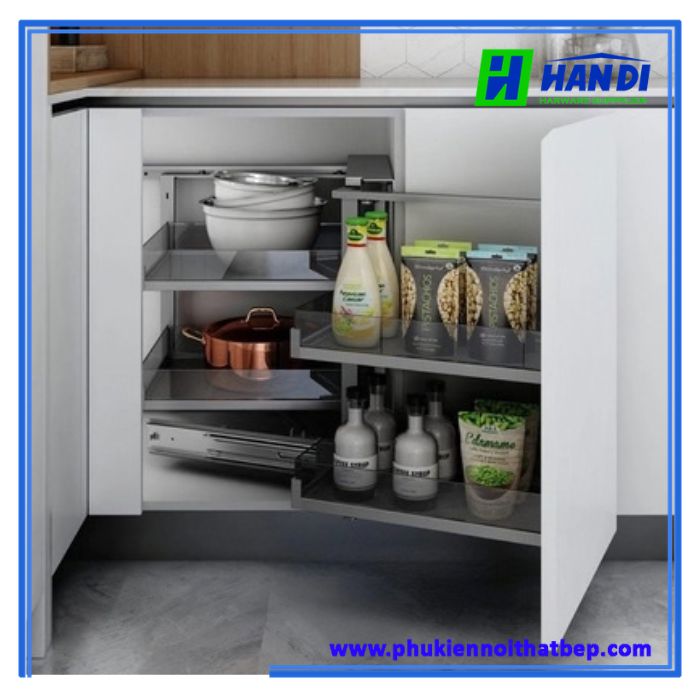 Kệ góc liên hoàn khung nhôm - vách kính KGA-90L/R