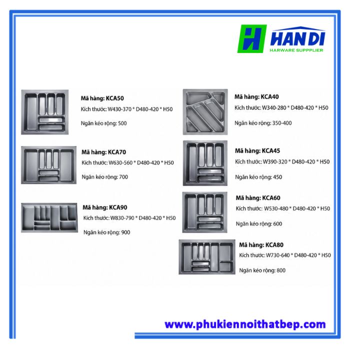 Khay chia để thìa nhựa KCA-40/45/50/60/70/80/90