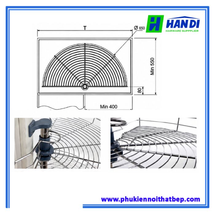 Mâm xoay góc 1/2 hình tròn MXS304-180B