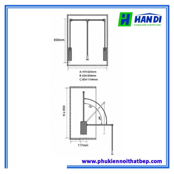 Suốt treo áo có tay kéo FV12A, FV12B, FV12C