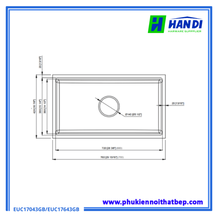 Chậu rửa bát âm đá Eurogold