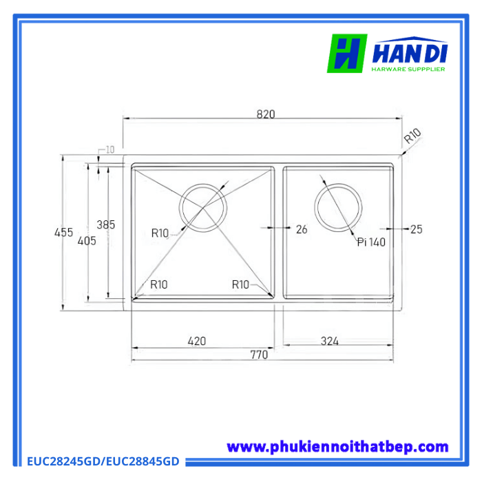 Chậu Rửa Bát Eurogold EUC28245GD, EUC28845GD