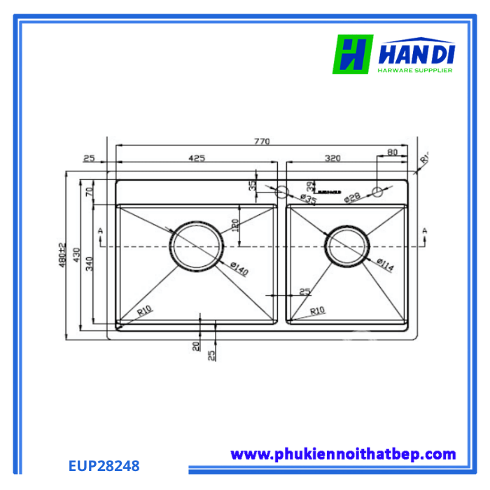 Chậu Rửa Bát Eurogold EUP28248