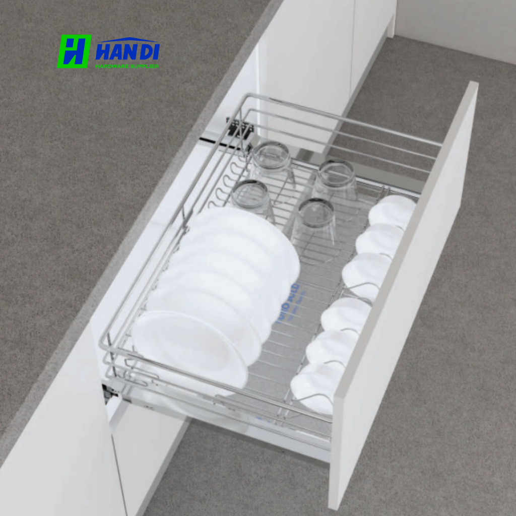 Giá bát đĩa Inox âm tủ Eurogold