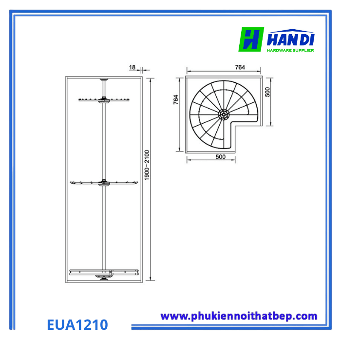 Giá treo đồ góc 3 tầng EUA1210