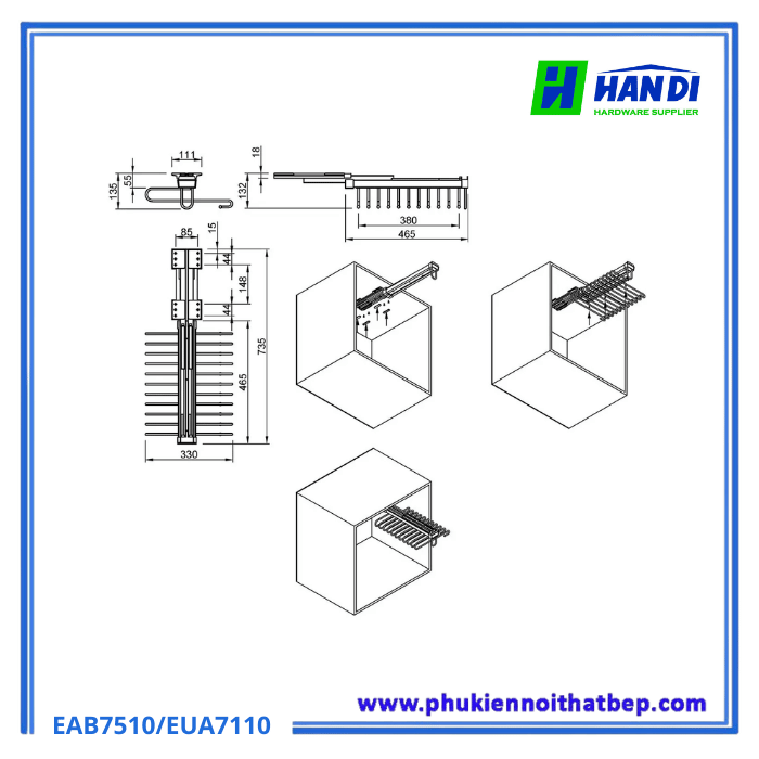 Móc treo quần âu đơn Eurogold EAB7510