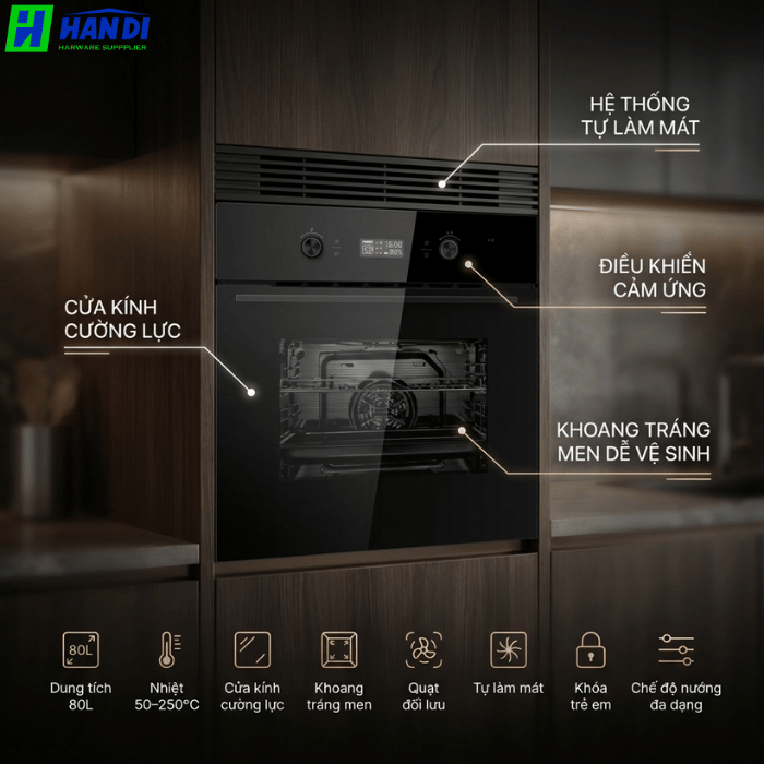 Lò nướng âm tủ EOV80NM-Eurogold