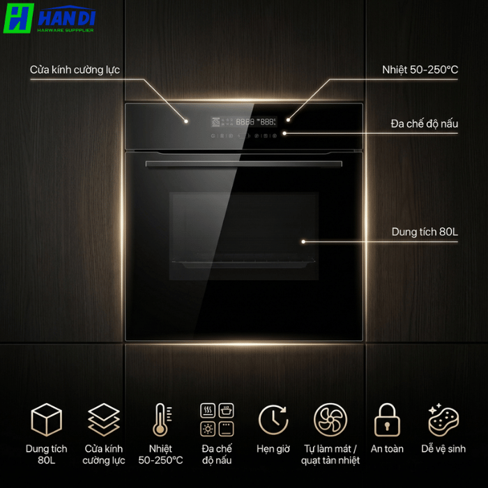Lò nướng âm tủ EOV80NT-Eurogold