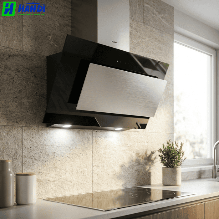 Máy hút mùi kính vát mặt kính đen EHM8390