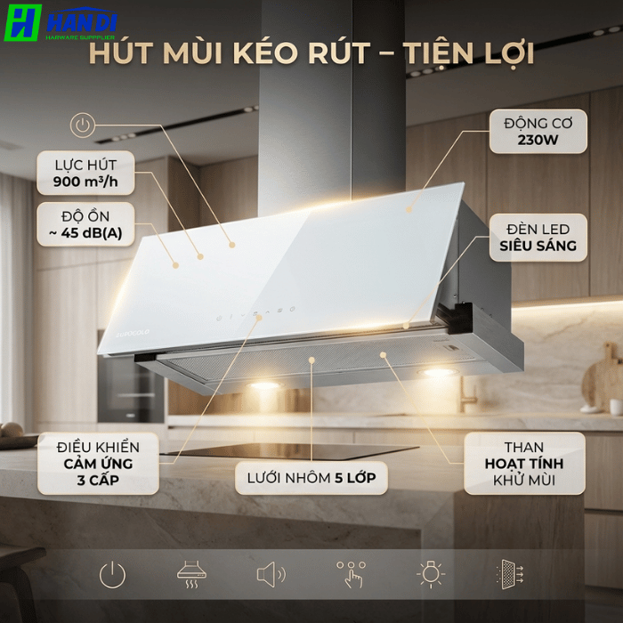 Máy hút mùi mặt kính trắng EHM1170W-Eurogold