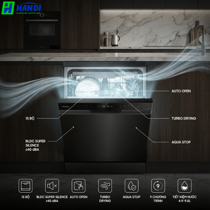 Máy rửa bát độc lập âm tủ EUW88TL15BB-Eurogold