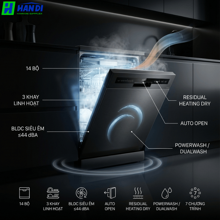 Máy rửa bát độc lập hoặc bán âm tủ EUW85TL15S-Eurogold