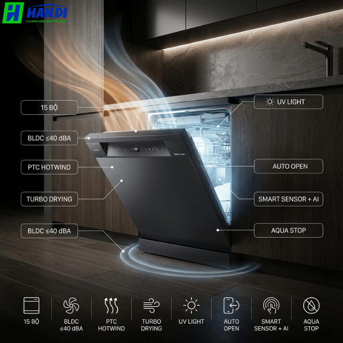 Máy rửa bát độc lập hoặc bán âm tủ EUW85TL16BV-Eurogold