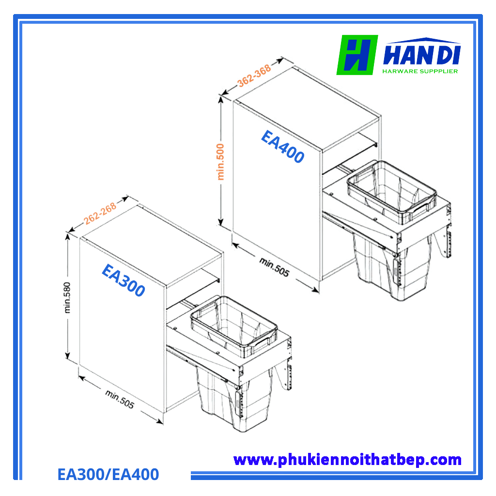 Thùng rác âm tủ giảm chấn cao cấp Eurogold
