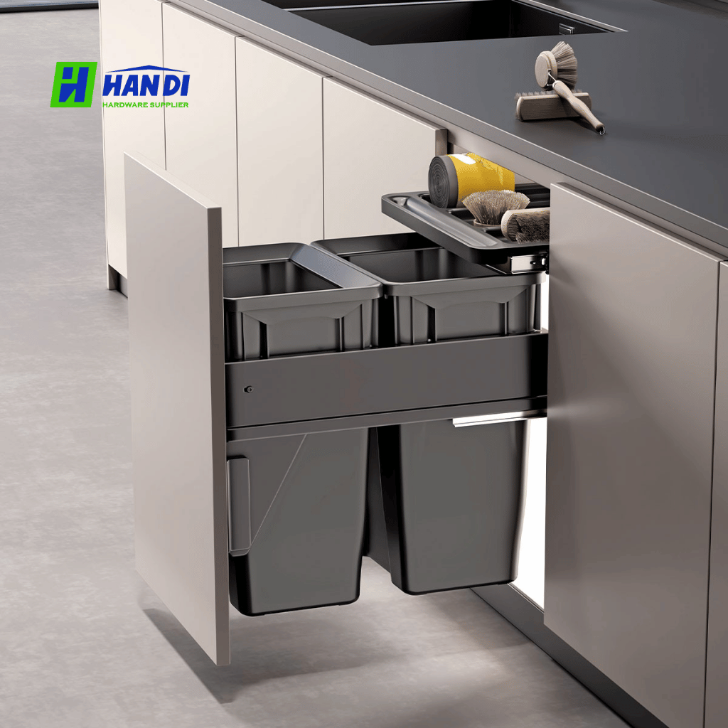 Thùng rác đôi âm tủ giảm chấn cao cấp Eurogold