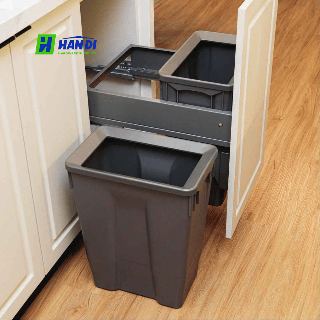 Thùng rác đôi âm tủ giảm chấn