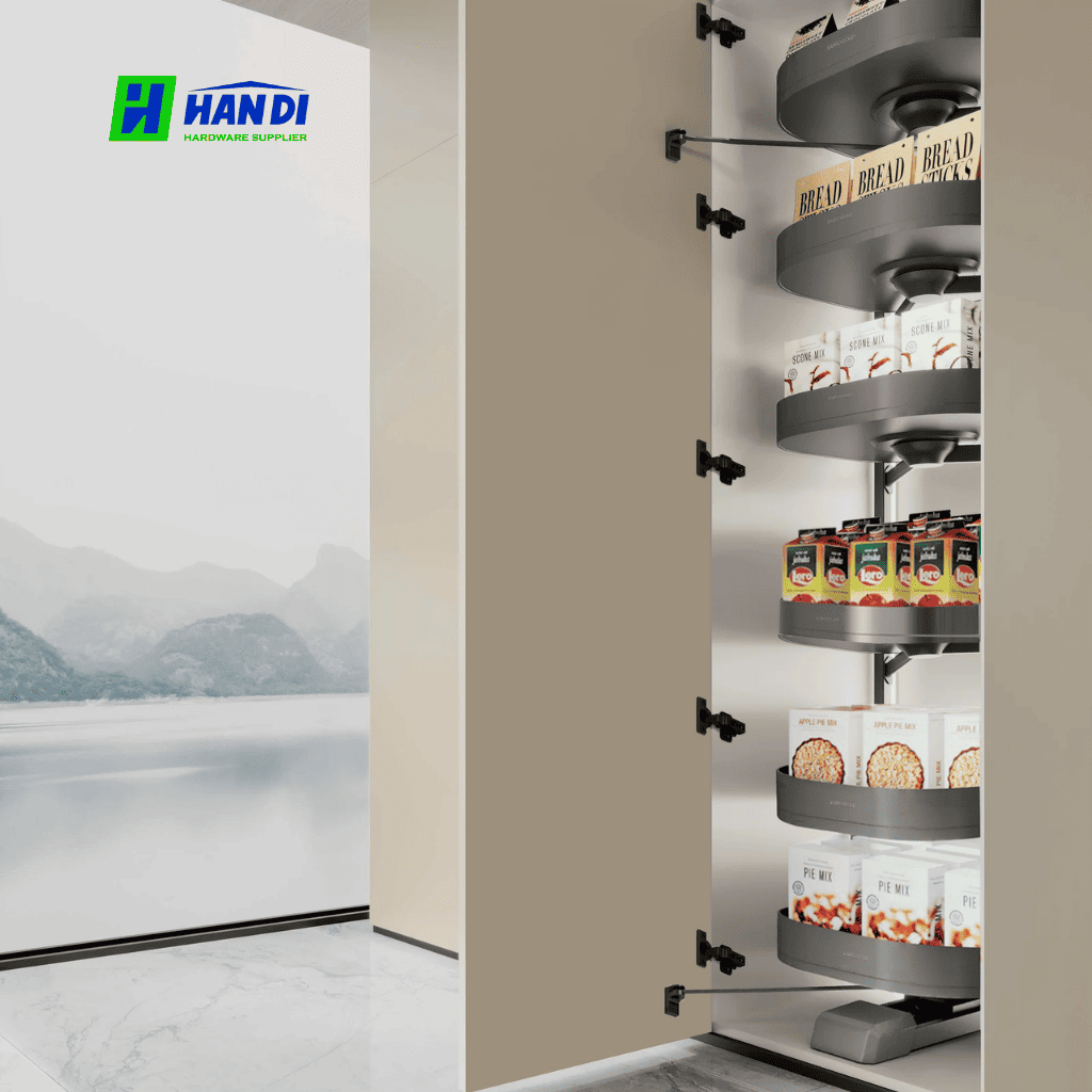 Tủ kho 6 tầng xoay âm tủ nhôm Eurogold