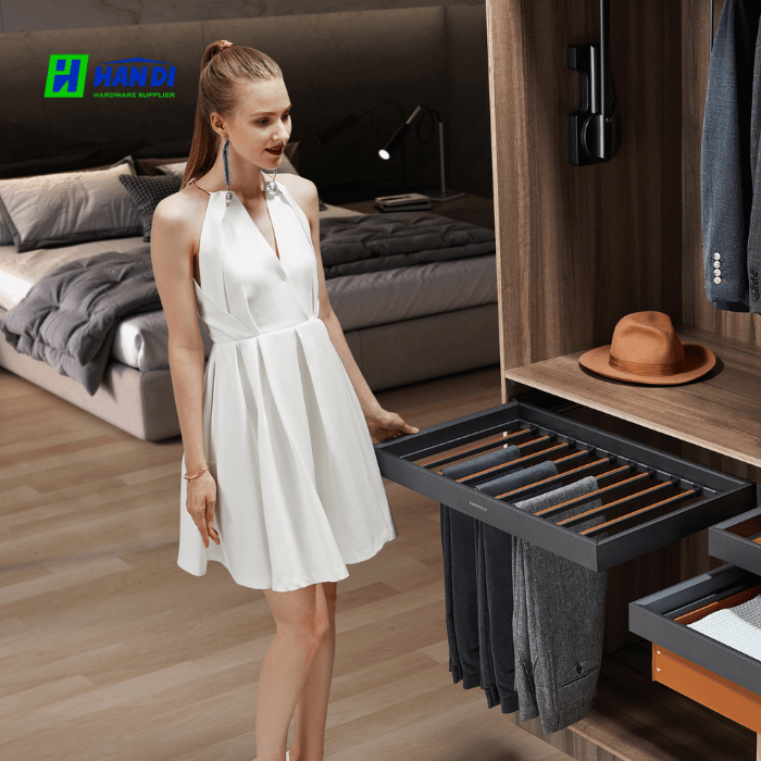 Giá Vắt Quần Âu Âm Tủ Ray Giảm Chấn Eurogold EAB41