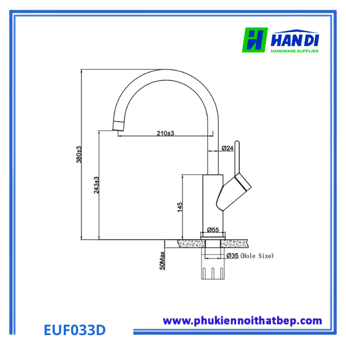 Vòi Rửa Chén Bát Eurogold EUF033D