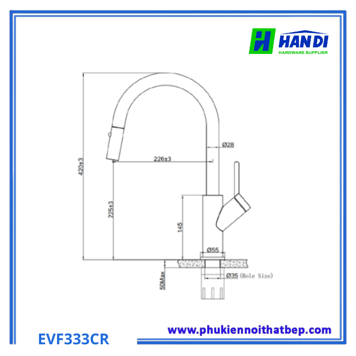 Vòi rửa bát nóng lạnh Eurogold EVF333CR