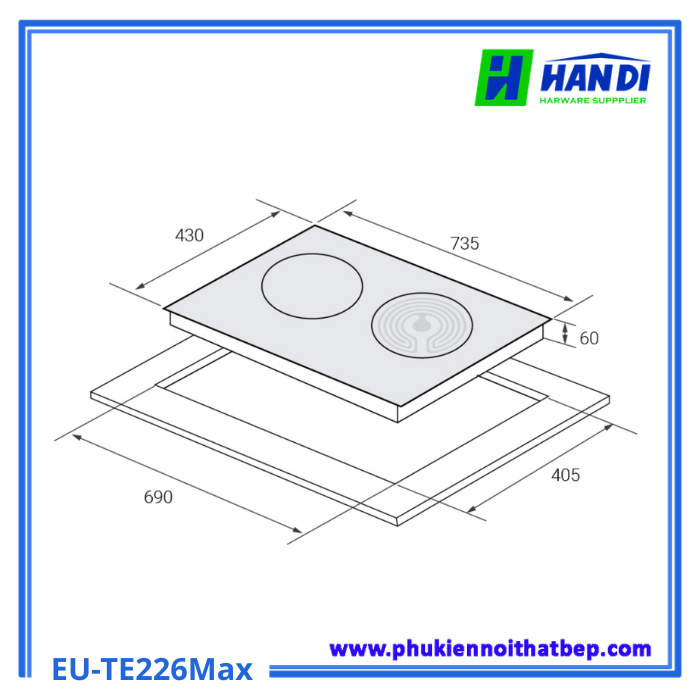 Bếp điện từ 2 vùng nấu EUROSUN EU-TE226Max