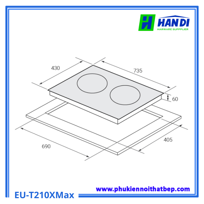 Bếp từ 2 vùng nấu EUROSUN EU-T210XMax
