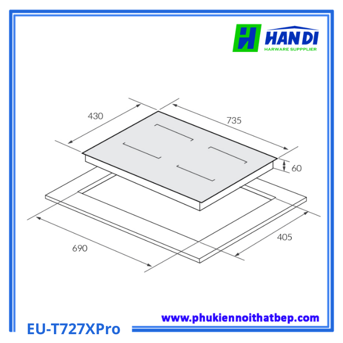 Bếp từ 2 vùng nấu EUROSUN EU-T727XPro