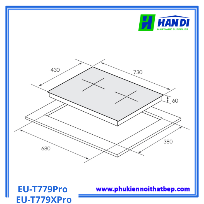 bếp từ 2 vùng nấu EUROSUN EU-T779XPro