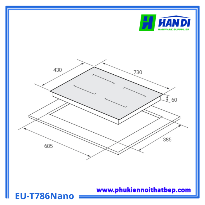 Bếp từ 2 vùng nấu EUROSUN EU-T786Nano