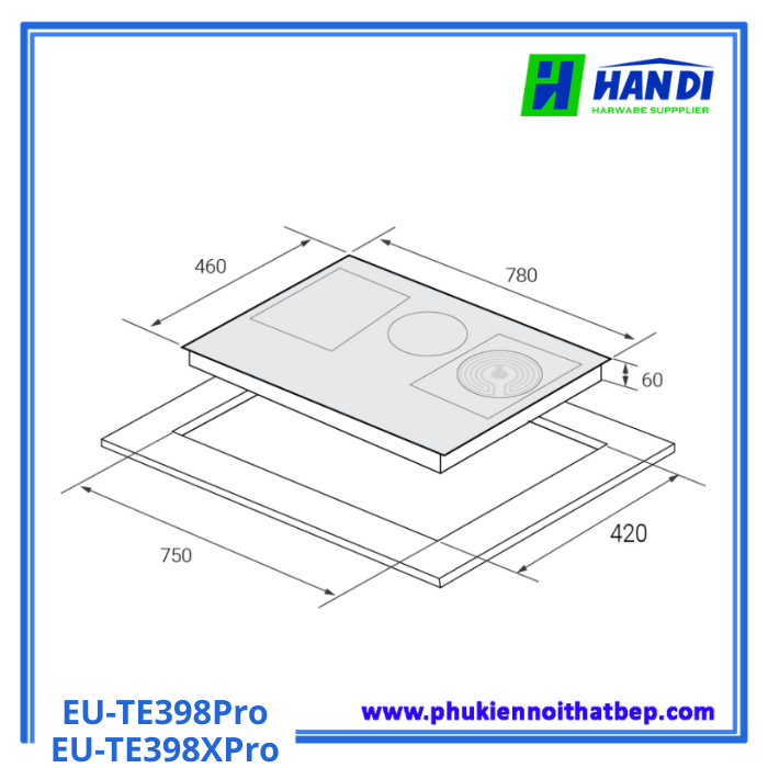 Bếp từ 3 vùng nấu EUROSUN EU-TE398XPro 
